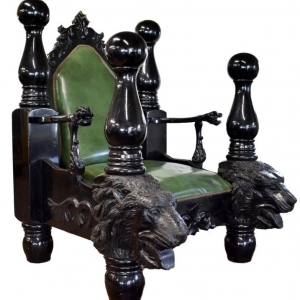 Massive Lion's Head Throne Chair