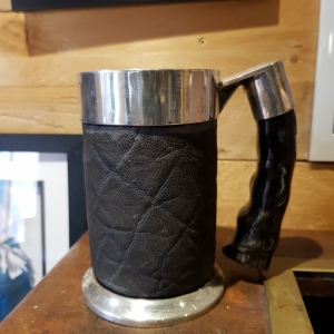 Tankard bound in leather