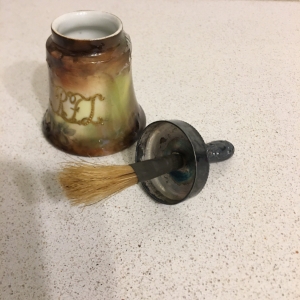 Porcelain Silver Lidded Pot with Brush