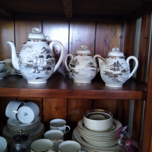 Teapot, Creamer(?) & Sugar Bowl (?)