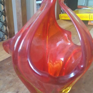 Red glass vase