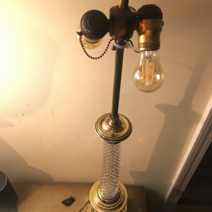 Brass and crystal lamp