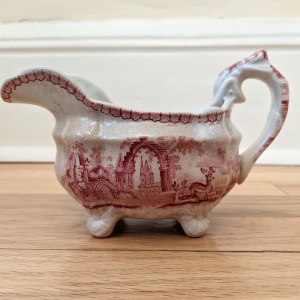 Red transferware creamer