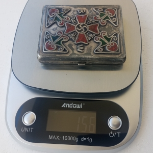 What is the value of silver with enamel sigarette box?