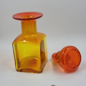 Amberina lidded glass