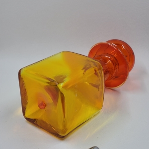 Amberina lidded glass bottom