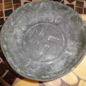 Swastika9whirling logs) heavy pewter bowl