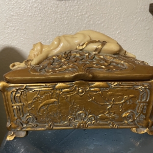 Golden Trinket Box Art Nouveau