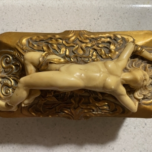 Golden Trinket Box Art Nouveau Top