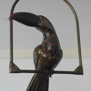 Copper brass wood sculpture