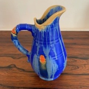 Blue drip glazed Belgian jug