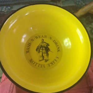 Yellow enamelware bowl