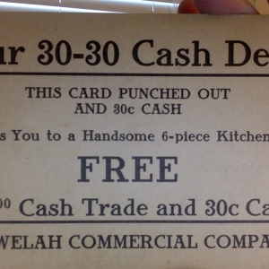 Chewelah Commercial Company Punch Card (side 1)